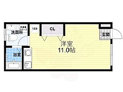 めぞんどすてら ワンルームの間取図画像