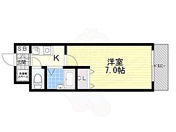 アジュール千里山 1Kの間取図画像