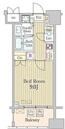 JR山手線 東京駅 徒歩15分の賃貸マンション 6階1Kの間取り