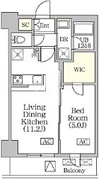 JR京葉線 八丁堀駅 徒歩12分の賃貸マンション 8階1LDKの間取り