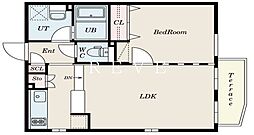 東急池上線 荏原中延駅 徒歩4分の賃貸マンション 1階1LDKの間取り