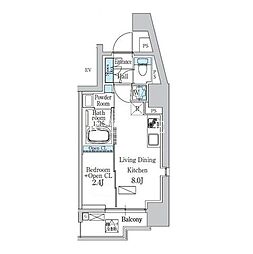 JR山手線 五反田駅 徒歩20分の賃貸マンション 10階1LDKの間取り