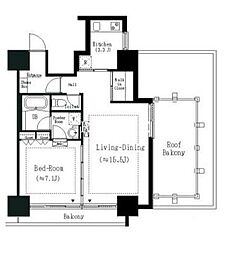都営三田線 白金台駅 徒歩2分の賃貸マンション 7階1LDKの間取り