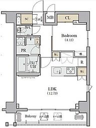 JR山手線 品川駅 徒歩15分の賃貸マンション 12階1LDKの間取り