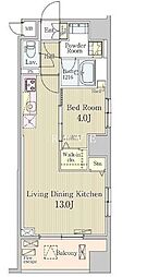 JR山手線 神田駅 徒歩15分の賃貸マンション 11階1LDKの間取り
