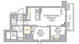 JR京浜東北・根岸線 大森駅 徒歩6分の賃貸マンション 2階2LDKの間取り