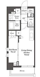 東京メトロ日比谷線 広尾駅 徒歩15分の賃貸マンション 3階1LDKの間取り