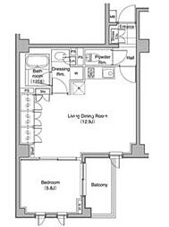 JR山手線 田町駅 徒歩15分の賃貸マンション 2階1LDKの間取り