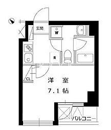 JR山手線 浜松町駅 徒歩15分の賃貸マンション 6階1Kの間取り