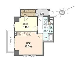 JR京浜東北・根岸線 大井町駅 徒歩10分の賃貸マンション 5階1LDKの間取り