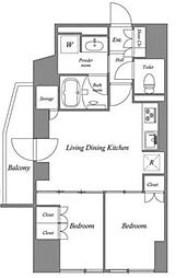 JR山手線 目黒駅 徒歩9分の賃貸マンション 14階2LDKの間取り