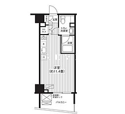 都営大江戸線 赤羽橋駅 徒歩4分の賃貸マンション 3階ワンルームの間取り