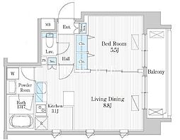 東京メトロ東西線 神楽坂駅 徒歩13分の賃貸マンション 3階1LDKの間取り