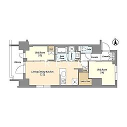 ジオエント上野稲荷町 2LDKの間取図画像