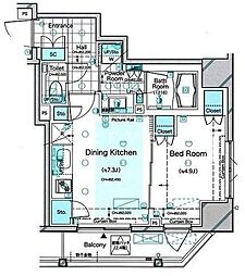 JR山手線 田町駅 徒歩7分の賃貸マンション 3階1DKの間取り