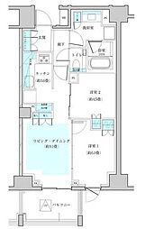 東京メトロ東西線 早稲田駅 徒歩6分の賃貸マンション 1階2LDKの間取り