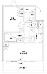 JR山手線 田町駅 徒歩12分の賃貸マンション 7階1LDKの間取り