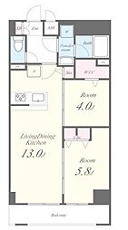 JR中央線 御茶ノ水駅 徒歩7分の賃貸マンション 3階2LDKの間取り