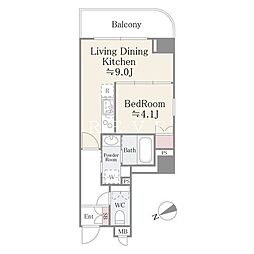 東京メトロ東西線 門前仲町駅 徒歩10分の賃貸マンション 6階1LDKの間取り