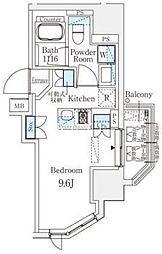 JR総武線 浅草橋駅 徒歩15分の賃貸マンション 8階ワンルームの間取り
