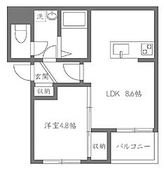 東京メトロ南北線 飯田橋駅 徒歩2分の賃貸マンション 4階1LDKの間取り