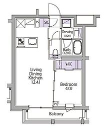 イプセ白金台 1LDKの間取図画像