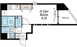 JR総武線 浅草橋駅 徒歩6分の賃貸マンション 8階ワンルームの間取り