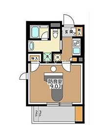 JR山手線 上野駅 徒歩13分の賃貸マンション 2階1Kの間取り