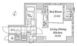 東京メトロ銀座線 神田駅 徒歩3分の賃貸マンション 8階1LDKの間取り