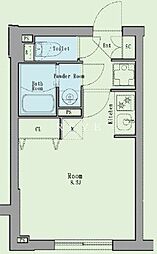 東京メトロ丸ノ内線 茗荷谷駅 徒歩8分の賃貸マンション 2階ワンルームの間取り