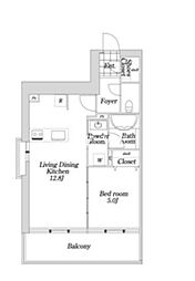 東京メトロ日比谷線 小伝馬町駅 徒歩2分の賃貸マンション 4階1LDKの間取り