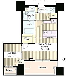 東京メトロ半蔵門線 水天宮前駅 徒歩4分の賃貸マンション 11階2LDKの間取り