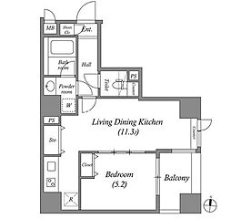 都営大江戸線 両国駅 徒歩8分の賃貸マンション 3階1LDKの間取り