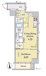 東京メトロ南北線 市ケ谷駅 徒歩14分の賃貸マンション 2階1LDKの間取り