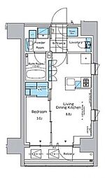 JR山手線 神田駅 徒歩4分の賃貸マンション 8階1LDKの間取り