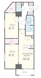 JR中央線 御茶ノ水駅 徒歩7分の賃貸マンション 4階2LDKの間取り