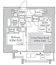 JR総武線 水道橋駅 徒歩5分の賃貸マンション 6階1LDKの間取り