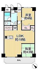 牧野駅前ハイツ 2LDKの間取図画像