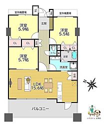 コアマンション下大利ネクステージ 3LDKの間取図画像