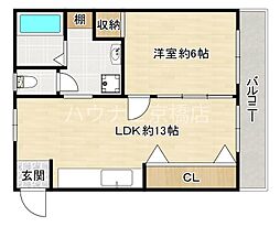 Osaka Metro谷町線 千林大宮駅 徒歩4分の賃貸マンション 2階1LDKの間取り