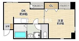 井上ビル5号館 1DKの間取図画像