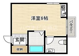 京阪本線 千林駅 徒歩2分の賃貸マンション 7階ワンルームの間取り