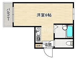 京阪本線 千林駅 徒歩2分の賃貸マンション 6階ワンルームの間取り