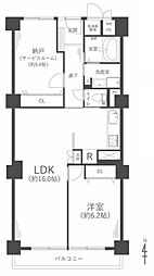 夕陽ケ丘スカイハイツ ワンルームの間取図画像