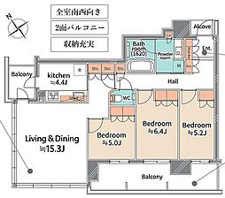 ザ・パークハウス中之島タワー 3LDKの間取図画像