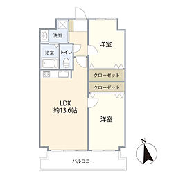 サンパーク名港 2LDKの間取り