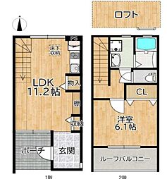 メゾネット桜台 1LDKの間取図画像