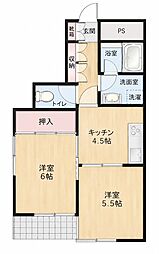 リウズヒル氷川台 2DKの間取図画像