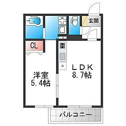 Ogar Court Fuse 2階1LDKの間取り