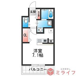 エアルレジデンスI 2階ワンルームの間取り